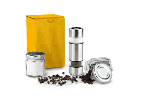 Product image Geschenkset / Präsenteset: Salz & Pfeffer im Miniformat, gelbe Verpackung Werbeartikel