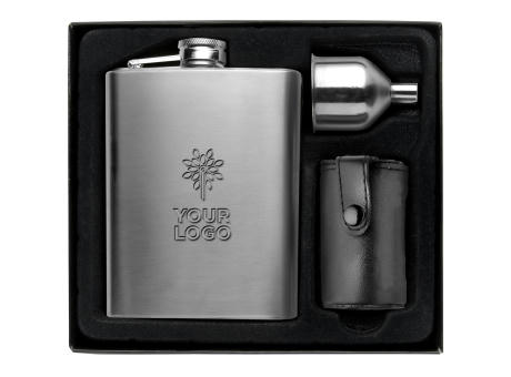 Flachmann Set aus Edelstahl Brittany Werbeartikel