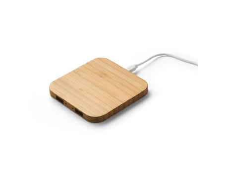 Product image DALTON. Superschnelles 15W wireless Ladegerät aus Bambus Werbeartikel