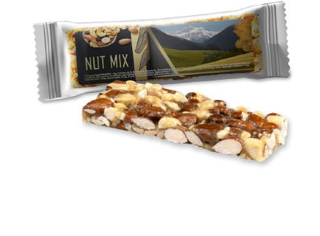 Knusperriegel NussMix, ca. 30g, Express Flowpack mit Etikett Werbeartikel