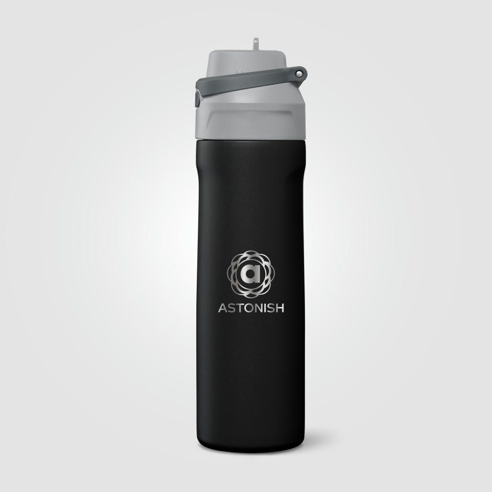Lynk Trinkflasche mit Trinkhalm-Deckel und  wasserdicht aus recyceltem Edelstahl - 680 ml Werbeartikel