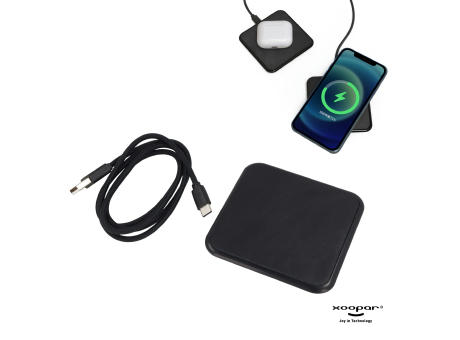 2259 | Xoopar Iné Wireless Fast Charger - Recycled Leather 15W Werbeartikel