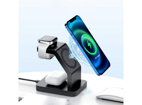 2708 | Xoopar Icon 3 in 1 Magnetic Wireless charger Werbeartikel