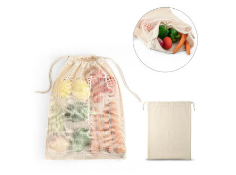 NAPOLI. Beutel aus 100% Baumwolle (120 g/m²) mit Netzgewebe auf der Vorderseite (100 g/m²) bedrucken