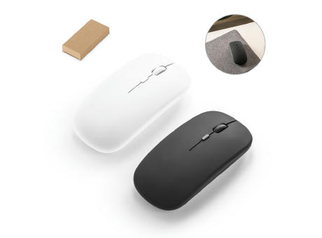 KHAN. Wireless Maus mit 500mAh Akku aus recyceltes ABS (100% rABS) Werbeartikel
