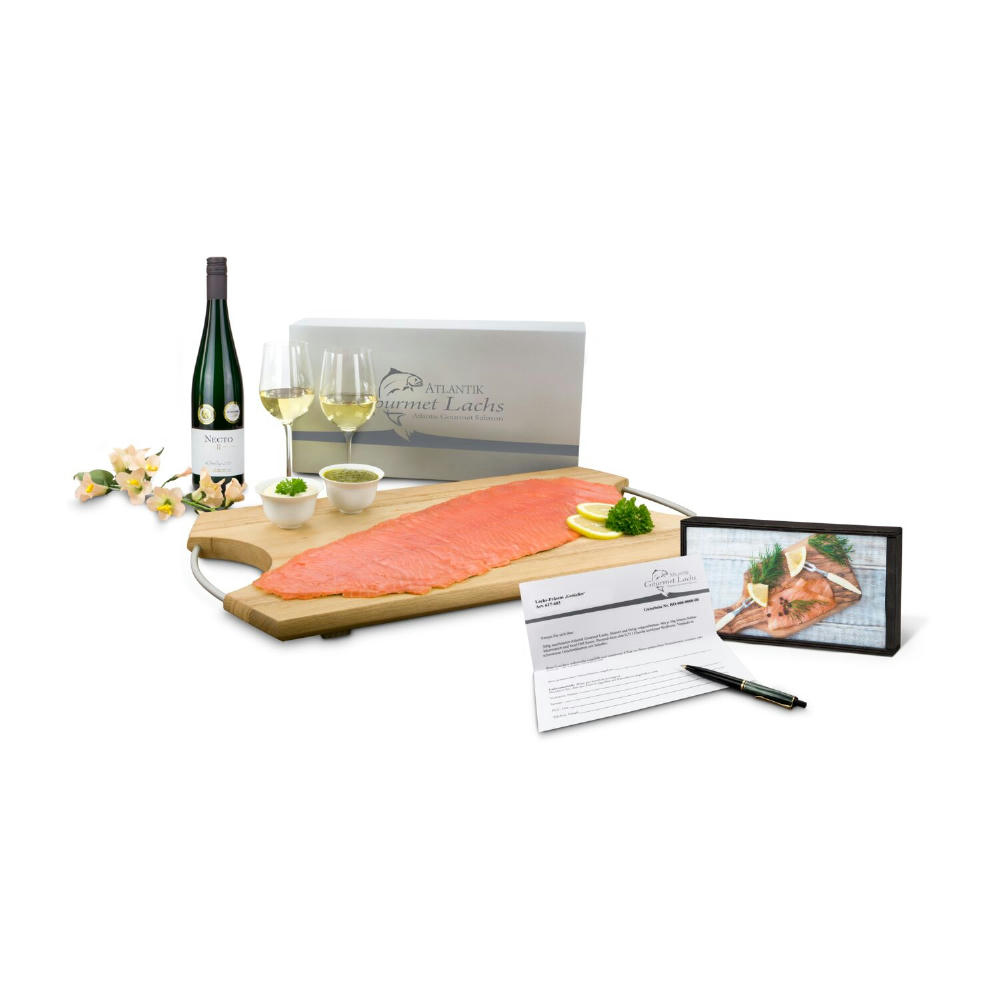 Product image Geschenkartikel / Präsentartikel: Lachs-Gutschein in Holzbox: Genießer Werbeartikel