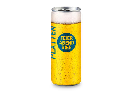 Helles Bier in der Slimline Dose, feinherb und leicht malzig - Folien-Etikett, 250 ml Werbeartikel