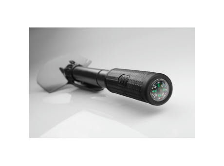 DIG. Faltbare Schaufel aus Metall mit Kompass Werbeartikel