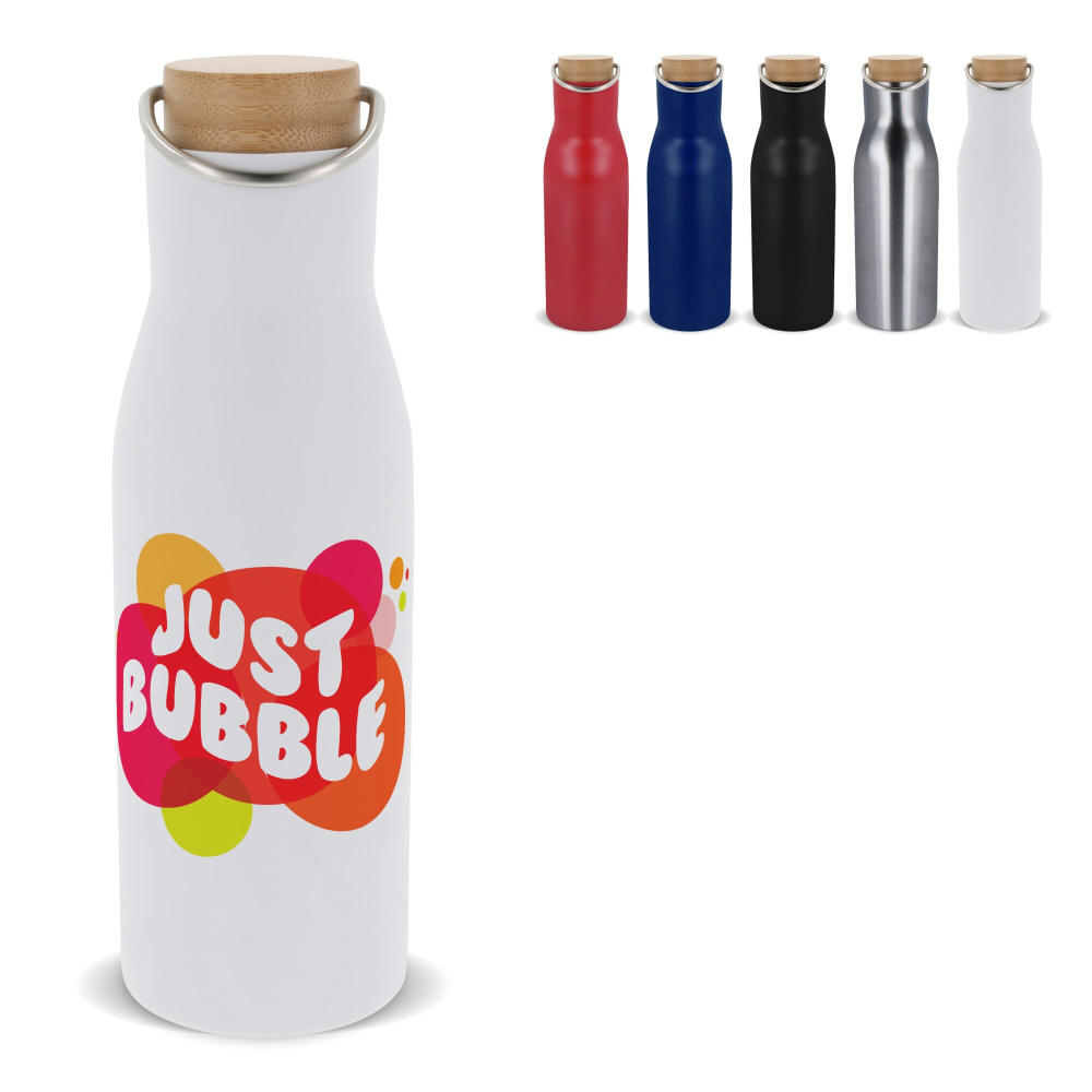 Product image Isolier-Flasche mit Bambusdeckel, 500ml Werbeartikel