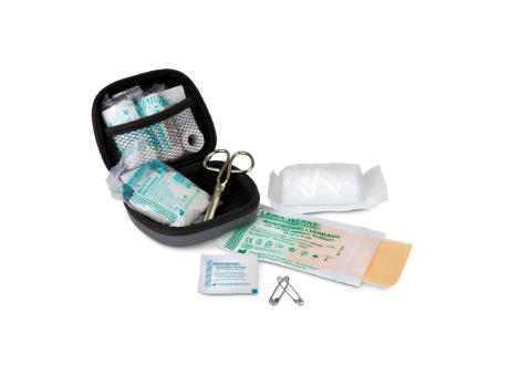 First Aid Kit grau - Erste Hilfe Set, 12-teilig, deutsche Markenware Werbeartikel