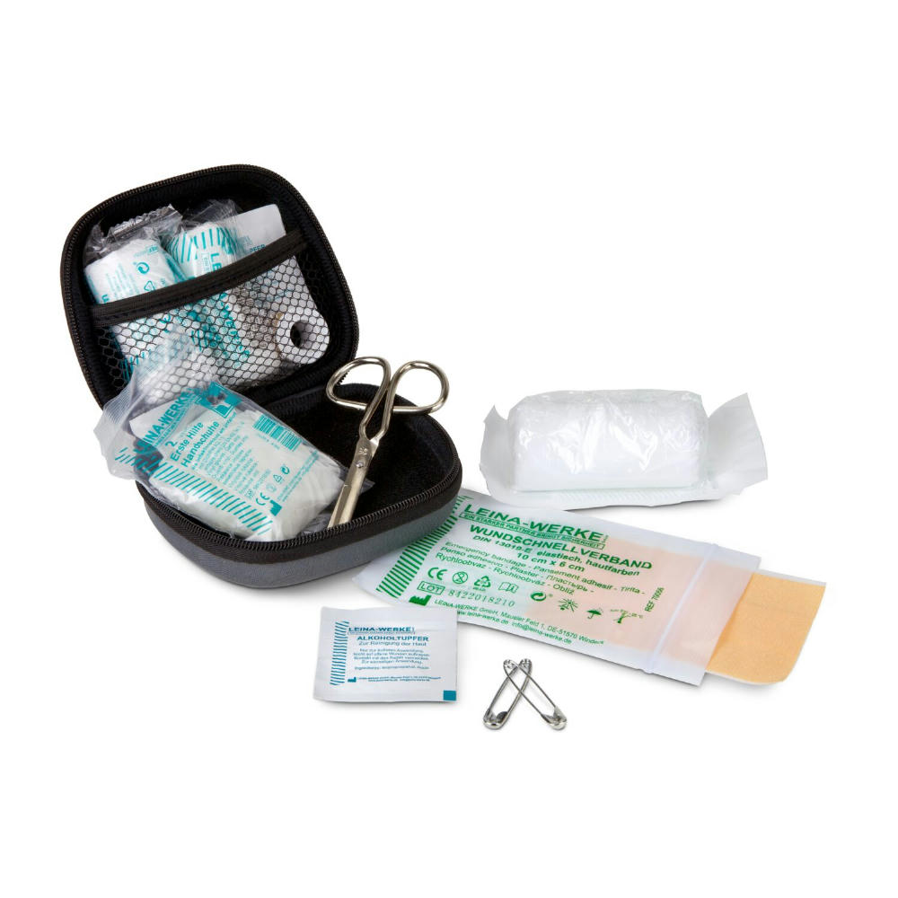 Product image First Aid Kit grau - Erste Hilfe Set, 12-teilig, deutsche Markenware Werbeartikel