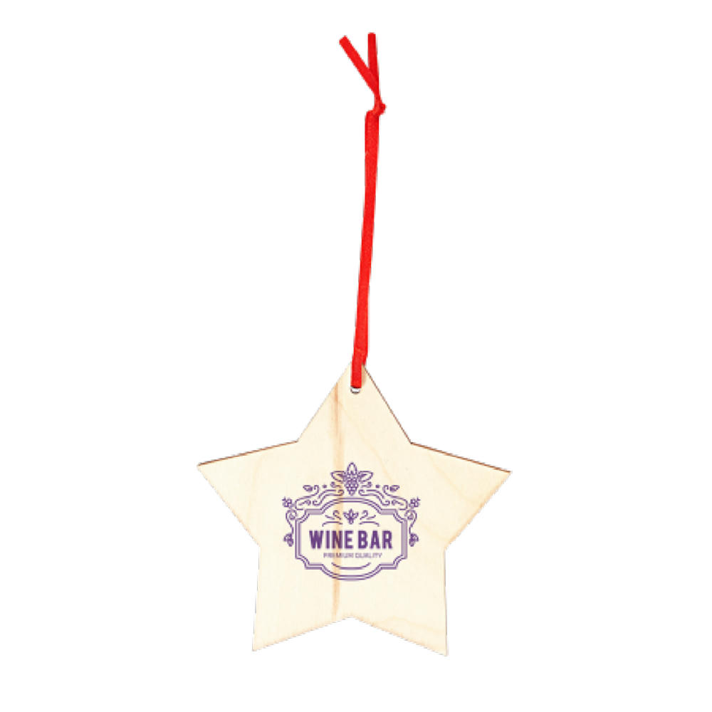 Product image JINGLE Weihnachtsdekorationen aus Holz, Stern Werbeartikel