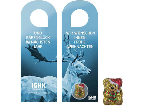 Schoko-Weihnachtsbärchen, ca. 7g, Türhänger bedrucken