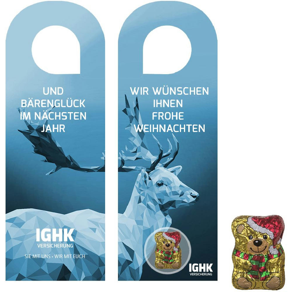 Product image Schoko-Weihnachtsbärchen, ca. 7g, Türhänger Werbeartikel