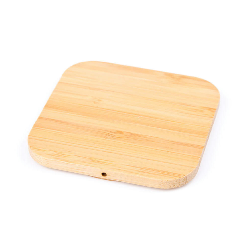 Wireless Charger Bamboo square Werbeartikel