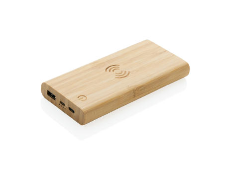 8.000mAh Bambus-Wireless-Powerbank bedrucken