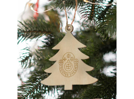 Baumförmiges Weihnachtsornament aus Holz Werbeartikel