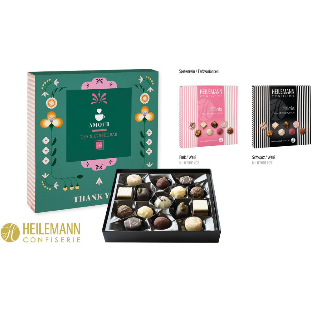 Product image Heilemann Mini Pralinés im Schuber, schwarz/weiß 91 g, Inhalt: Heilemann Mini Pralinés Werbeartikel