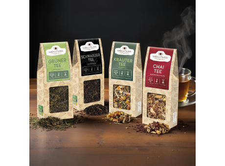 Geschenkkarton mit 4 Tee Spezialitäten Werbeartikel