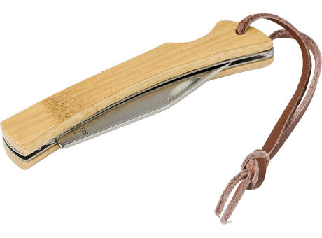 Klappbares Messer aus Edelstahl und Bambus Beckett Werbeartikel