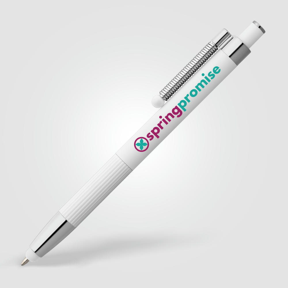 Lisbon Kugelschreiber einfarbig mit Fidget-Funktion und Stylus aus recyceltem Aluminium Werbeartikel