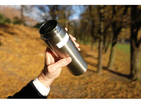 Doppelwandige Flasche 'Onsen', Silber, 500ml Werbeartikel