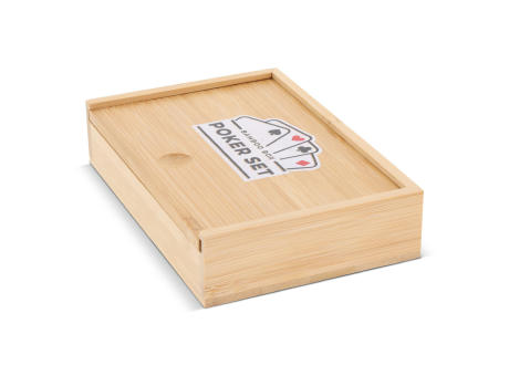 Pokerset in Bambus-Geschenkbox Werbeartikel