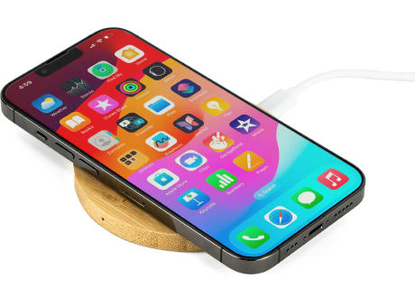 Wireless Ladepad aus Bambus Fernando Werbeartikel