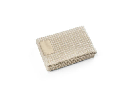 CELINE. Decke aus recyceltem Polyester (100 % rPET) mit einem Aufnäher zur individuellen Veredelung Werbeartikel