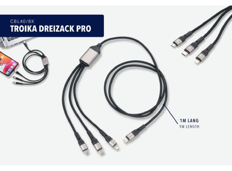 TROIKA Schnellladekabel TROIKA DREIZACK PRO Werbeartikel
