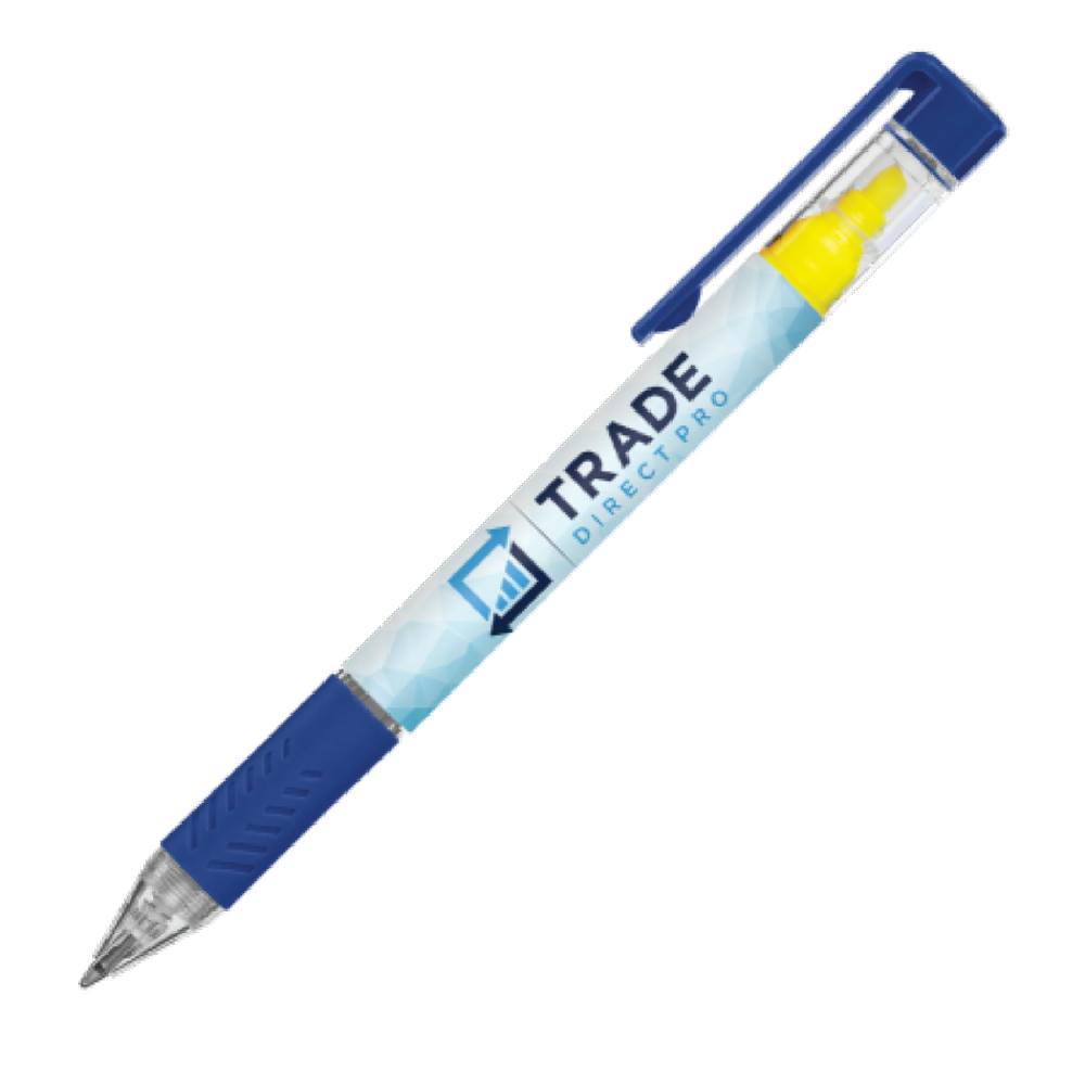 Product image DELOS Kugelschreiber Bright und gelbe Textmarker mit 4c-Druck all-over Werbeartikel