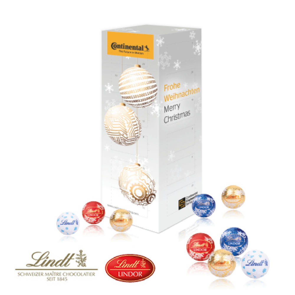 Adventskalender "Turm" mit Lindt Schokolade Werbeartikel