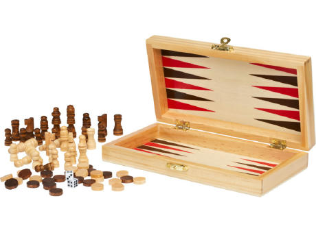 Mugo 3-in-1 Spieleset aus Holz Werbeartikel