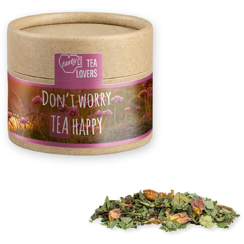 Product image Kräutertee Glücksgefühle, ca. 10g, Kraftpapierdose Mini Werbeartikel