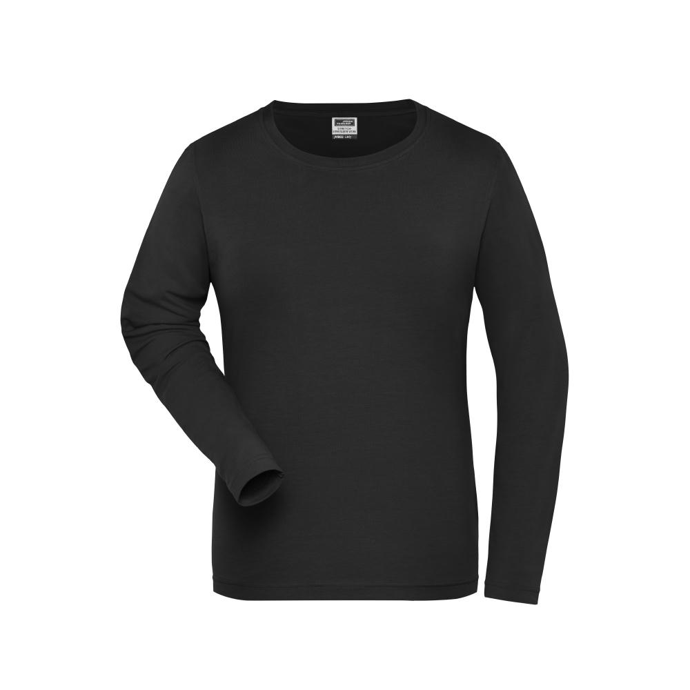 Ladies' BIO Stretch-Longsleeve Work - SOLID - - Langarm Shirt aus weichem Elastic-Single-Jersey Werbeartikel