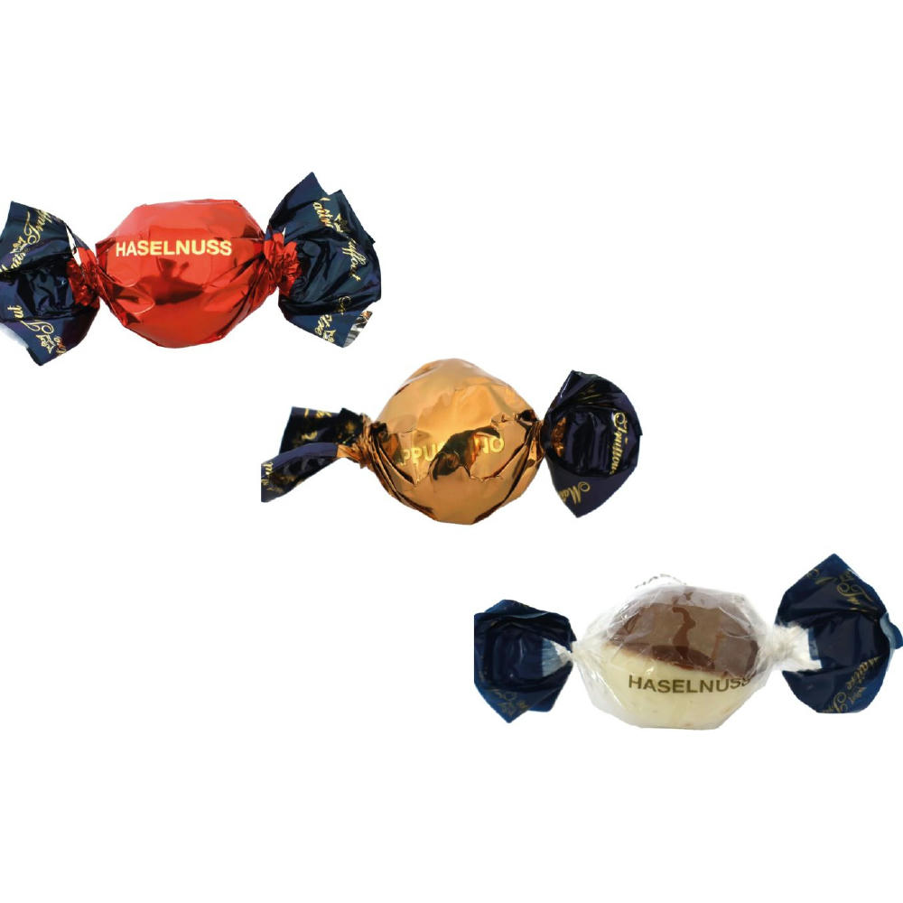 Weihnachtspralinés in Motivkartonage "Rentier",   5 Stück, Inhalt: Pralinen Milchschokolade mit Cappuccinocremefüllung Werbeartikel