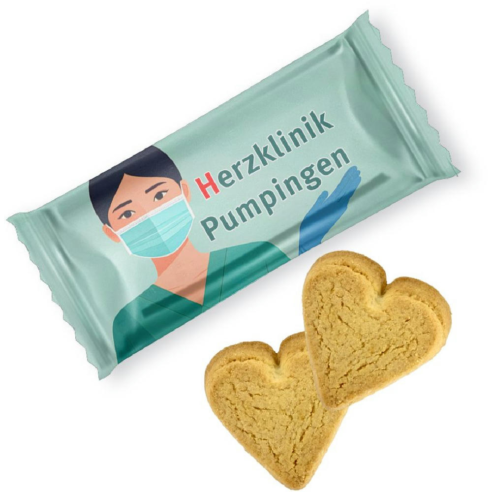 Butter-Herzen, ca. 7g, Flowpack Werbeartikel