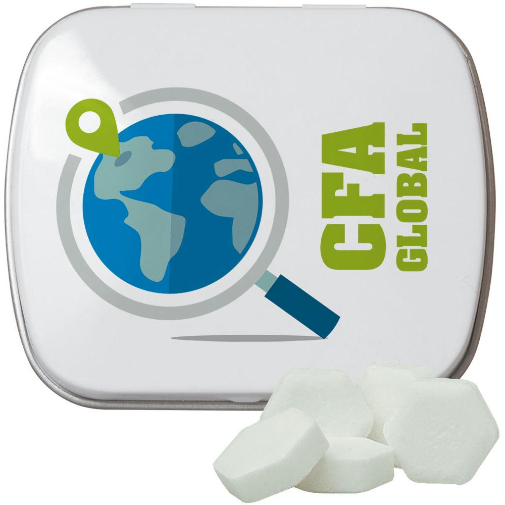 Product image Traubenzucker Orange Drops, ca. 20g, Mintdose weiß Werbeartikel