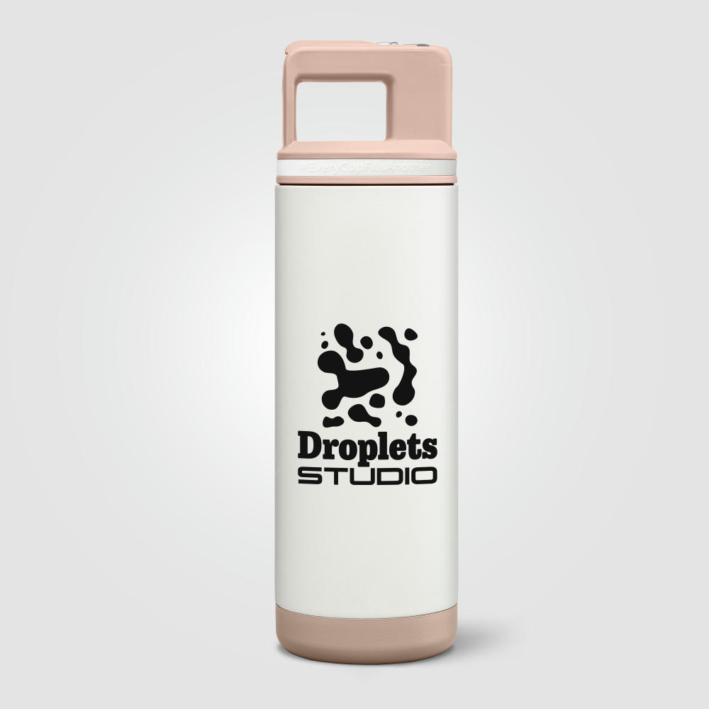 Grosche Alpine Trinkflasche mit abnehmbarem Trinkhhalm und Klappverschluss aus Edelstahl - 590 ml Werbeartikel