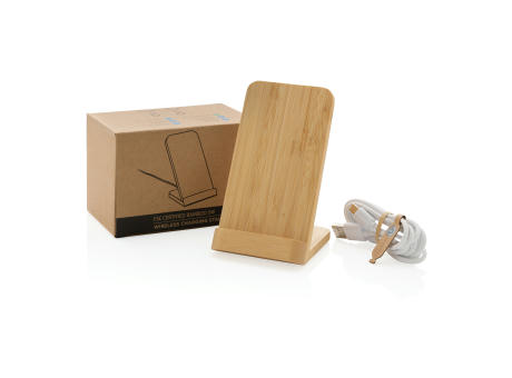 Kabelloser 5W-Ladeständer aus Bambus Werbeartikel