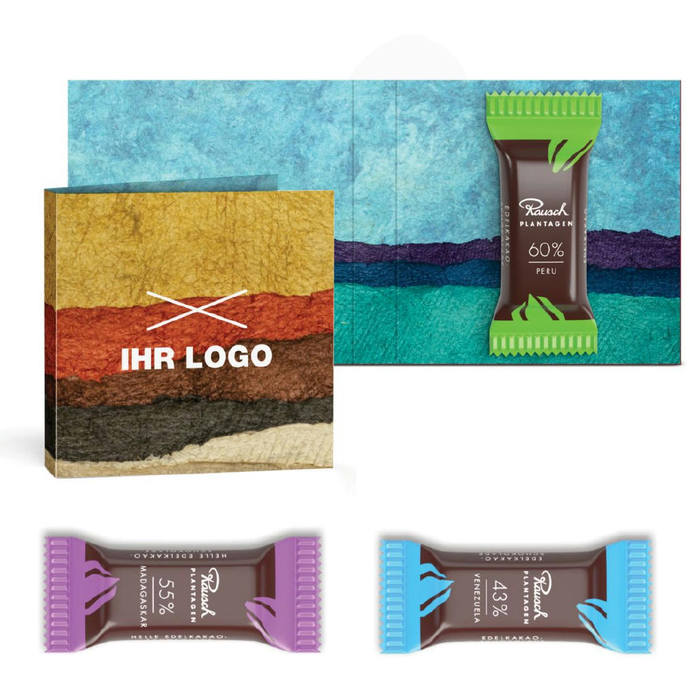 Product image "Rausch Plantagen" Minis in Klappkarte klein Werbeartikel