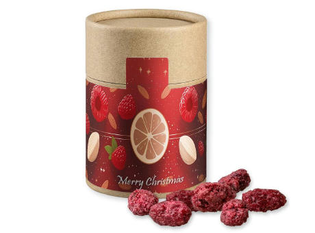 Product image Gebrannte Mandeln Himbeere, ca. 80g, Kraftpapierdose Midi bedrucken