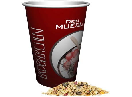 Müsli Erdbeerchen, ca. 50g, Snackbecher Maxi Werbeartikel
