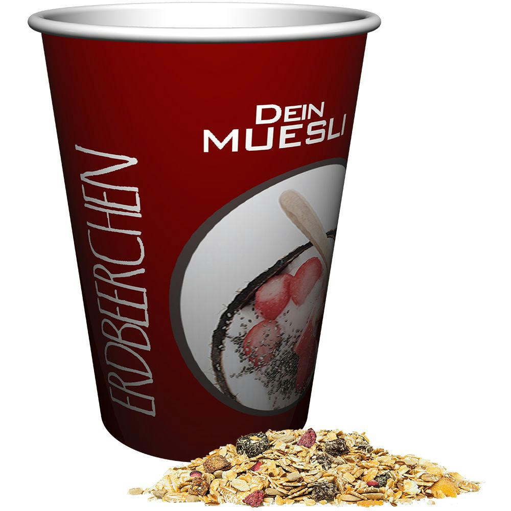 Product image Müsli Erdbeerchen, ca. 50g, Snackbecher Maxi Werbeartikel