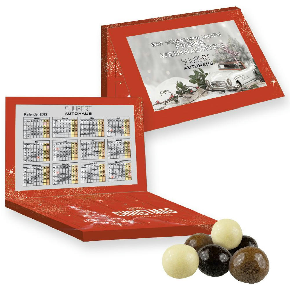 Product image Knusperkugeln-Mix, ca. 50g, Express Adventskalender Mini mit Werbekarte Werbeartikel