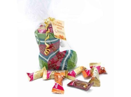 Product image Nikolausstiefel Nougat, 70g, mit Grußkarte Werbeartikel