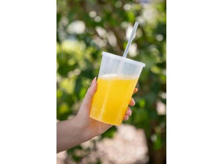 Trinkbecher "Vital", 500 ml mit Deckel und Strohhalm Werbeartikel