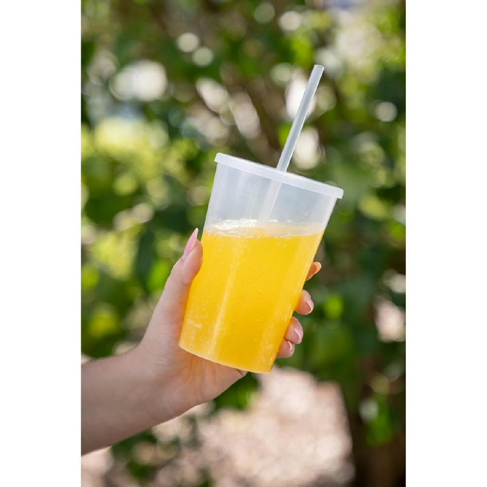 Product image Trinkbecher "Vital", 500 ml mit Deckel und Strohhalm Werbeartikel