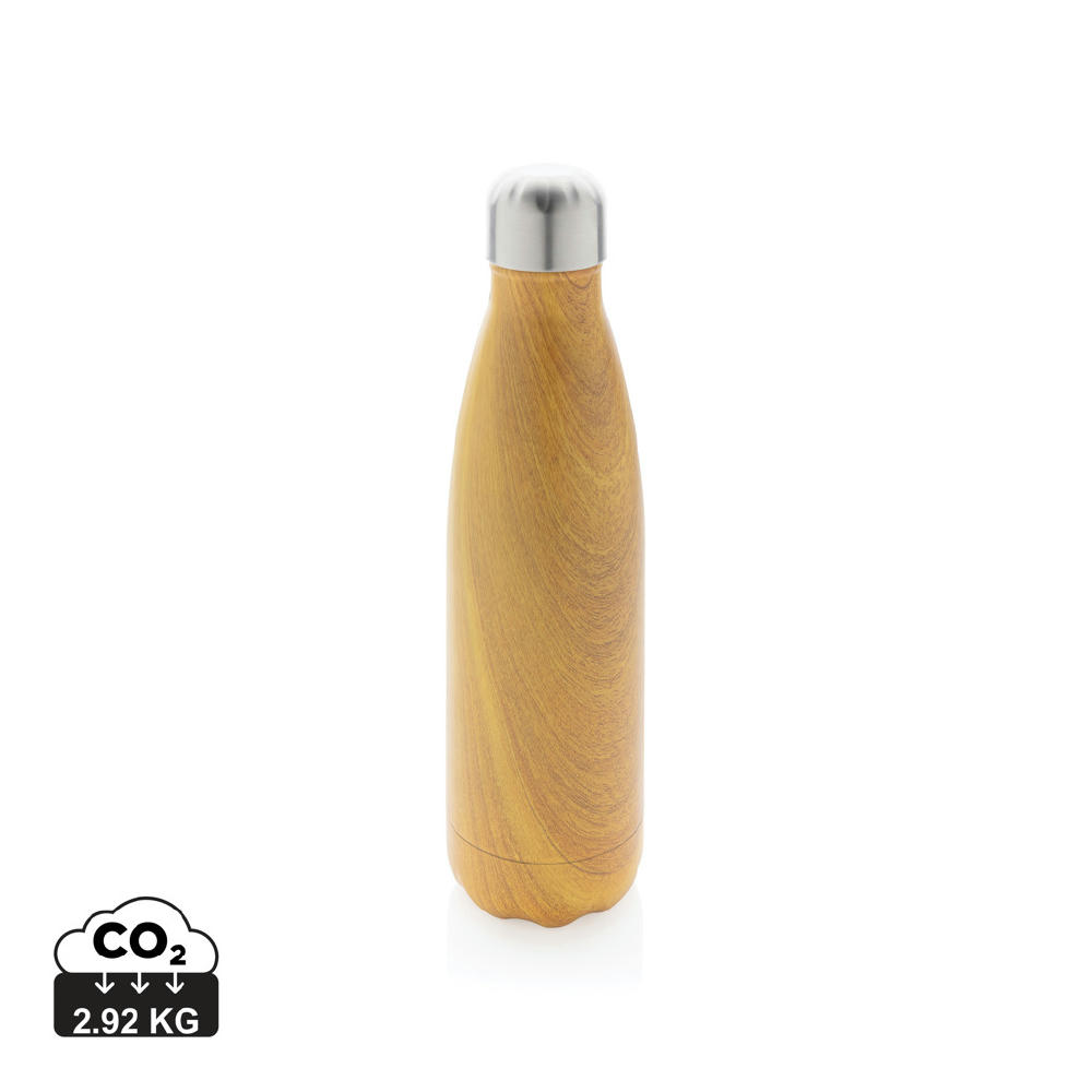 Product image Vakuumisolierte Stainless Steel Flasche mit Holzoptik Werbeartikel