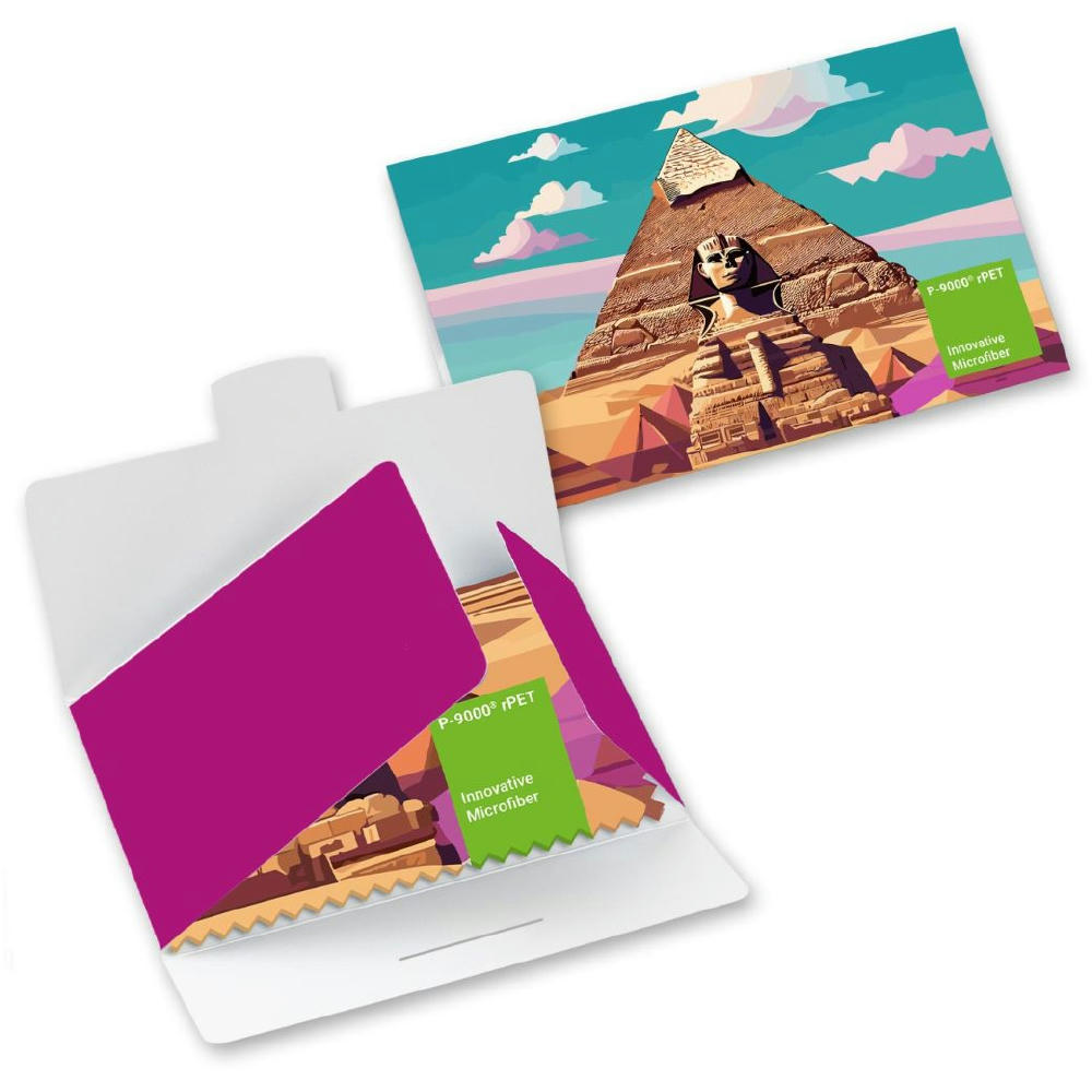Product image POLYCLEAN rPET Brillenputztuch 30x20 cm im Papieretui, All-Inclusive-Paket Werbeartikel